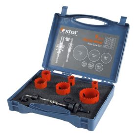   EXTOL PREMIUM körkivágó klt., HSS Bi-metál, 9db-os, (19-22-29-38-44-57mm) műanyag,fa,gipszkarton,ALU,réz,vas, acél, rozsdamentes
