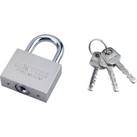   EXTOL PREMIUM lakat, vas, matt nikkel, 3db kulcs; 40mm, edzett acél kengyel, szárátmérő: 7 mm