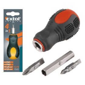   EXTOL PREMIUM marokcsavarhúzó, 2db cserélhető, kétoldalas rövid szárral (lapos: 4mm, 5,5mm; PH1, PH2), CV.