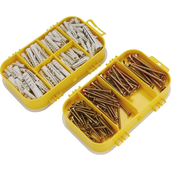 EXTOL CRAFT forgácslapcsavar és műanyag tipli klt,; 170db, műanyag tároló dobozban