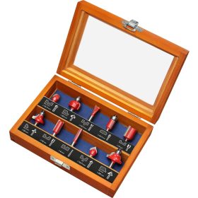   EXTOL PREMIUM felsőmaró klt. 10 db-os (fadobozban) ; 6mm-es befogással, keményfém lapkás, csapágyas, 8893310 élmarógéphez