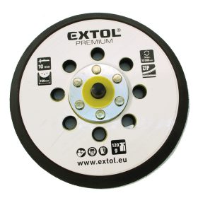   EXTOL PREMIUM tartalék gumi talp 8865038 rotációs csiszológéphez, 6'/150mm, 8 db lyuk, tépőzáras, max. 12.000/perc, vastagság: 1