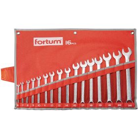   FORTUM csillag-villás kulcs klt. 16db, 6-24mm 61CrV5, mattkróm, vászon tok