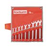 FORTUM csillag-villás kulcs klt. 9db, 6-19mm 61CrV5, mattkróm, vászon tok FORTUM