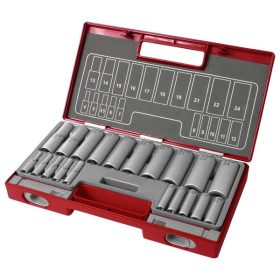   FORTUM hosszított dugófej klt. 1/2', 1/4', 20db; 61CrV5 FORTUM