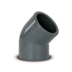 PVC könyök idom, 45 fokos szögben, D50 mm-es méretben