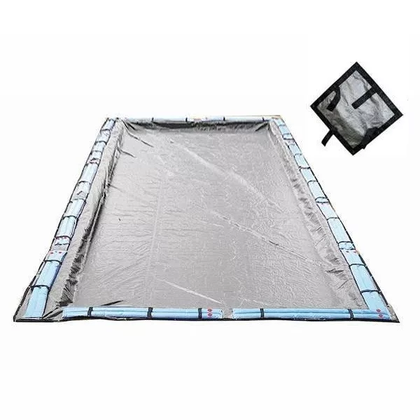 Silverado Téli Védőtakaró 8.0 x 4.0 m Négyszög Alakú Medencéhez, Földbe Süllyesztett, Ezüst/Fekete
