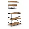 ModernHome konyhai polcos állvány 84 cm, 6 szintes, kampókkal, loft, világos tölgy