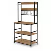 ModernHome konyhai polcos állvány 84 cm, 6 szintes, kampókkal, loft, világos tölgy
