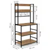 ModernHome konyhai polcos állvány 84 cm, 6 szintes, kampókkal, loft, világos tölgy