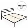 ModernHome fém ágy 190x200 cm, ágyráccsal és fejtámlával, fekete, minimalista