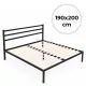 ModernHome fém ágy 190x200 cm, ágyráccsal és fejtámlával, fekete, minimalista