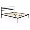 ModernHome fém ágy 190x200 cm, ágyráccsal és fejtámlával, fekete, minimalista