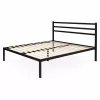 ModernHome fém ágy 190x200 cm, ágyráccsal és fejtámlával, fekete, minimalista