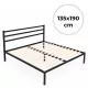 ModernHome fém ágy ágyráccsal és fejtámlával, 135x190 cm, fekete