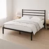 ModernHome fém ágy ágyráccsal és fejtámlával, 135x190 cm, fekete