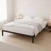ModernHome fém ágy ágyráccsal, 190x200 cm, minimalista fekete kivitel