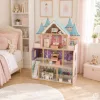 ECOTOYS Bella Castle fa babaház 4 szinttel, 5 szobával, 15 bútorral
