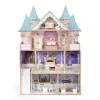 ECOTOYS Bella Castle fa babaház 4 szinttel, 5 szobával, 15 bútorral
