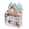 ECOTOYS Bella Castle fa babaház 4 szinttel, 5 szobával, 15 bútorral