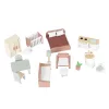 ECOTOYS Bella Castle fa babaház 4 szinttel, 5 szobával, 15 bútorral