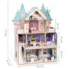 ECOTOYS Bella Castle fa babaház 4 szinttel, 5 szobával, 15 bútorral