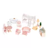 ECOTOYS Laura fa babaház, 3 emelet, 5 szoba, 15 bútorral