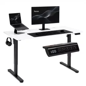   ModernHome elektromos, magasságállítható íróasztal 140x60 cm, 72-118 cm, fehér