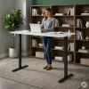 ModernHome elektromos, magasságállítható íróasztal 140x60 cm, 72-118 cm, fehér