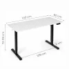 ModernHome elektromos, magasságállítható íróasztal 140x60 cm, 72-118 cm, fehér