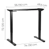 ModernHome elektromos íróasztalváz, magasságállítható 72-120 cm, max. 160 cm asztallaphoz, fekete
