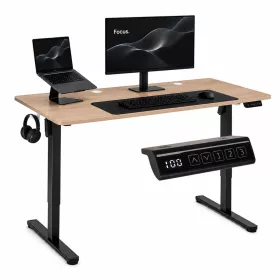   ModernHome elektromos, magasságállítható íróasztal 140x60 cm, 72-118 cm, világos tölgy