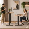 ModernHome elektromos, magasságállítható íróasztal 140x60 cm, 72-118 cm, világos tölgy