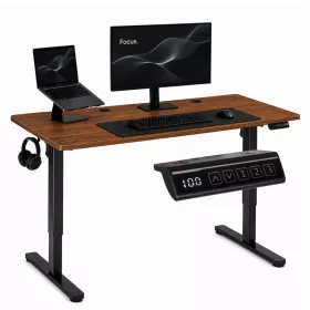   ModernHome elektromos állítható magasságú íróasztal 140x60 cm, 72-118 cm, sötét tölgy