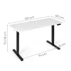 ModernHome elektromos állítható magasságú íróasztal 120x60 cm, 72-118 cm, fehér asztallappal