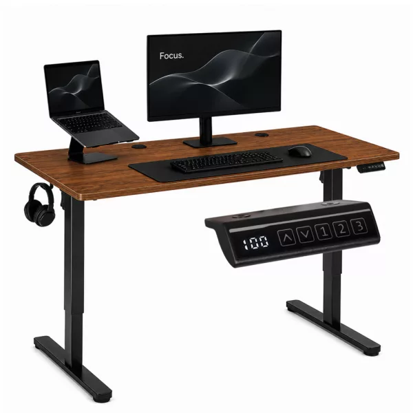 ModernHome elektromos, magasságállítható íróasztal 120x60 cm, 72-118 cm, sötét tölgy