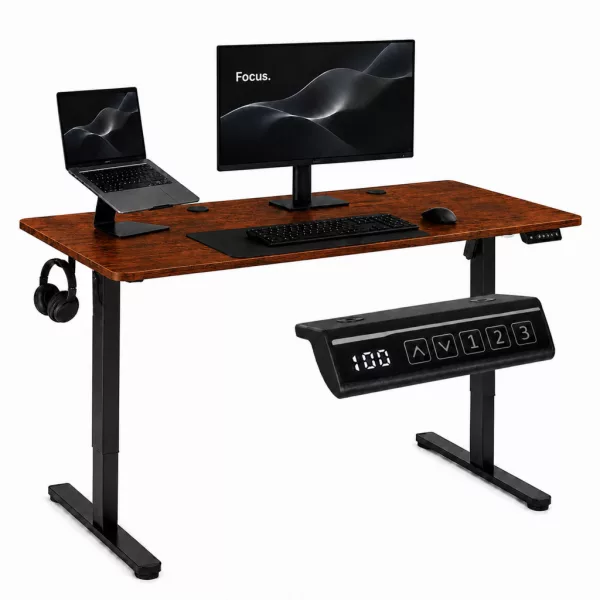 ModernHome elektromos állítható magasságú íróasztal 120x60 cm, 72-118 cm, tölgy