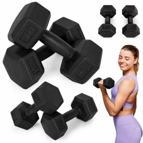   MOVEPRO hatszögletű kézisúlyzó szett 2x2 kg fekete fitness súlyzók