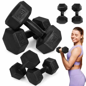   MOVEPRO hatszögletű kézisúlyzó szett 2x3 kg fekete fitnesshez