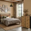 ModernHome loft komód 8 textil fiókkal, MDF, 80 cm