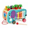 ECOTOYS fa oktatókocka elefánttal 8w1, húzható, formabedobó, xilofon, kukacfogó