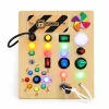 ECOTOYS fa interaktív készségfejlesztő tábla LED fénykapcsolókkal