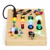 ECOTOYS fa interaktív készségfejlesztő tábla LED fénykapcsolókkal