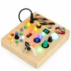 ECOTOYS fa interaktív készségfejlesztő tábla LED fénykapcsolókkal