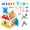 ECOTOYS fa szerszámos házikó barkácskészlet gyerekeknek, 32 elemes