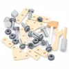 ECOTOYS fa barkácsasztal tolókocsival gyerekeknek, 34 részes szerszámkészlettel