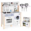 ECOTOYS gyerek játékkonyha hangokkal, LED-del, sütővel, mosógéppel és kiegészítőkkel