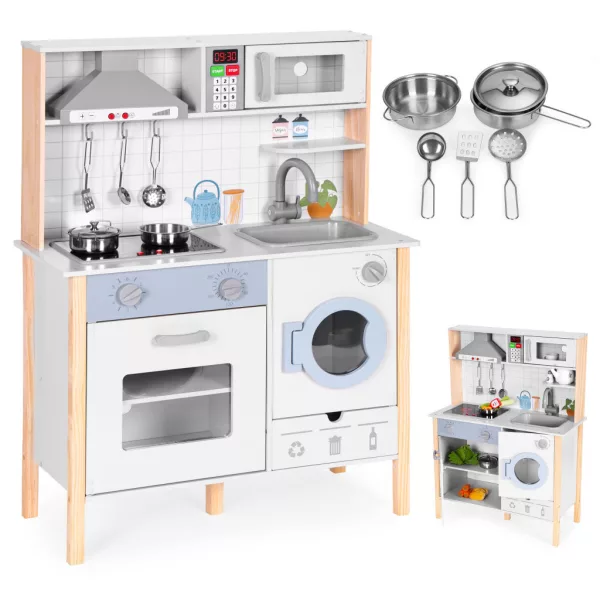 ECOTOYS gyerek játékkonyha hangokkal, LED-del, sütővel, mosógéppel és kiegészítőkkel