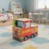 ECOTOYS fa 2 az 1-ben tűzoltóállomás garázs szett járművekkel és figurákkal, 2 szintes