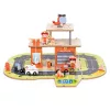 ECOTOYS fa 2 az 1-ben tűzoltóállomás garázs szett járművekkel és figurákkal, 2 szintes